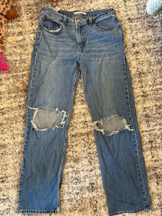 Denim - Straight Fit Ripped Blue Jeans